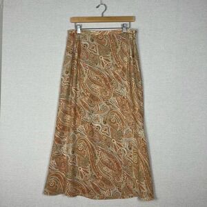 Vtg 90s Talbots Skirt Womens M Silk Paisley Midi Preppy Heritage Academia
